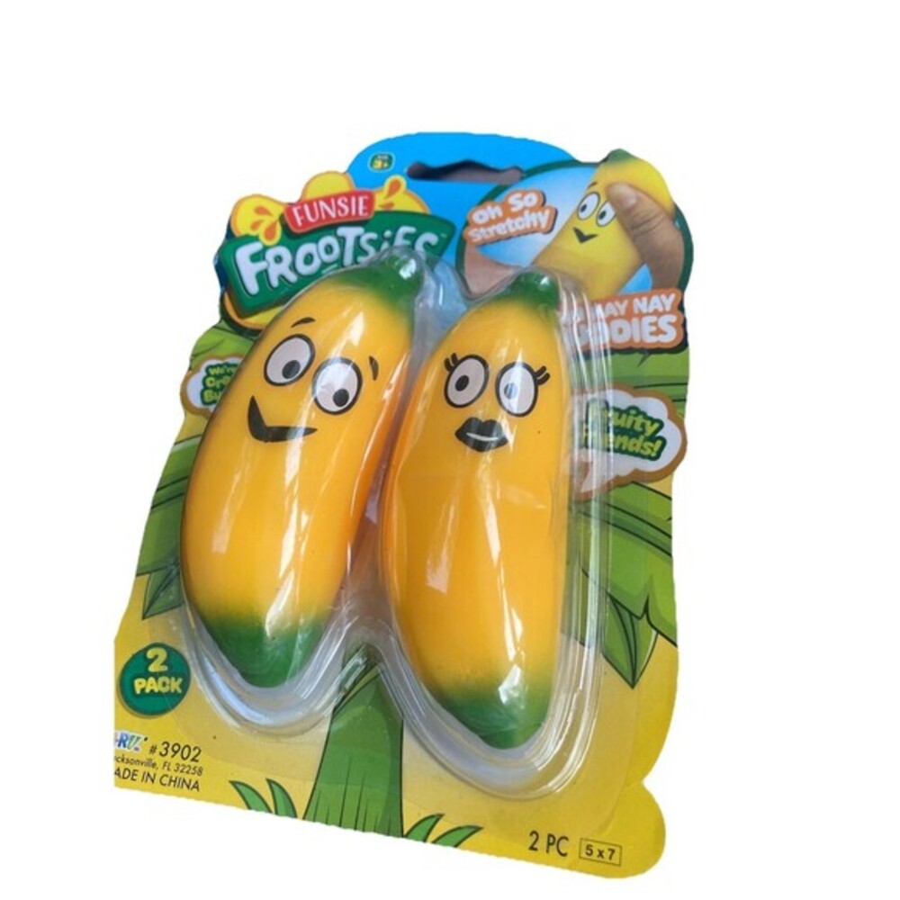 Ja-Ru Funsie Frootsies Stretchy Banana Squishy Sensory Fidget Toy Soft 2 Pack